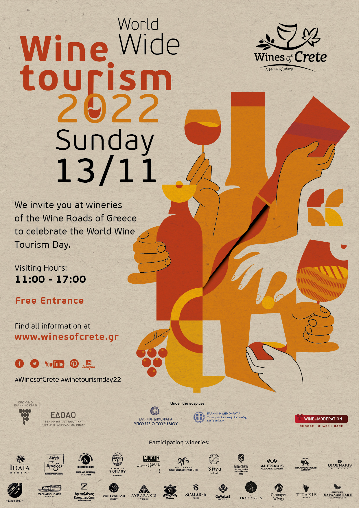 Celebrate Winetourism Day in Crete on Sunday the 13th of November 2022