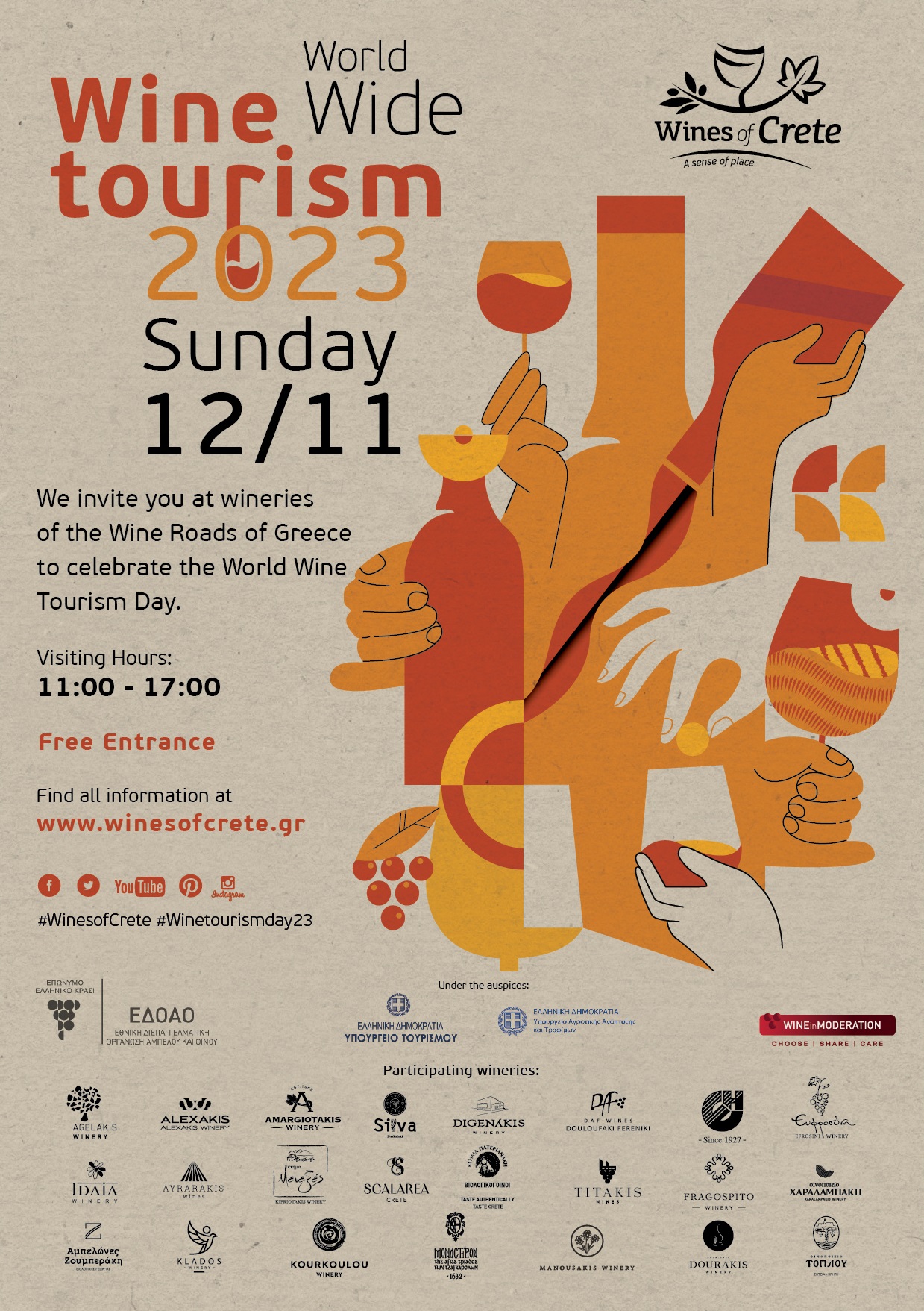 Celebrate Winetourism Day in Crete on Sunday the 12th of November 2023